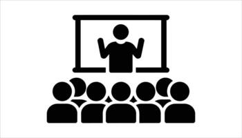 Lecture Hall with Speaker and Audience Icon vector