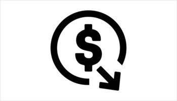 Refund Money Icon with Dollar Symbol and Arrow vector