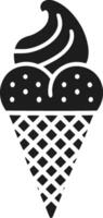 Layered Ice Cream Cone Silhouette - Tasty Summer Treat with Topping Design vector