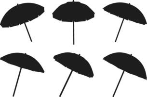Set of Beach Umbrella Silhouettes - Summer Shade Elements Collection vector