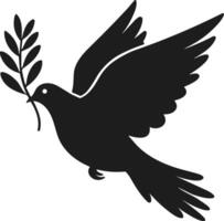 Flying Dove Silhouette with Olive Branch - Peace Symbol Graphic Design vector