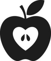 Apple Silhouette with Heart Core - Back to School Illustration vector