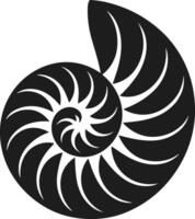 Nautilus Shell Silhouette - Elegant Spiral Ocean Shell Illustration for Marine, Beach, and Nautical Themes vector