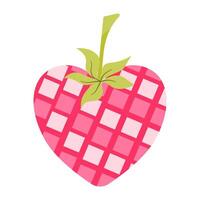 Heart Shaped Strawberry with Diamond Pattern vector