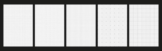 Millimeter graph paper layout showcasing various grid styles for precise measurements and designs. vector