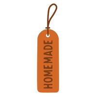 Flat illustration of a brown label with homemade text, perfect for rustic packaging or farm design. vector