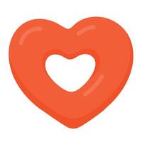 Bright inflatable swim ring in the shape of a red heart, perfect for romantic summer vibes. vector