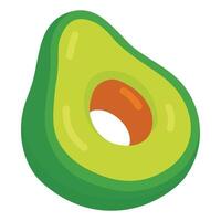 Bright inflatable swim ring shaped like a cute avocado half with a visible seed hole. vector