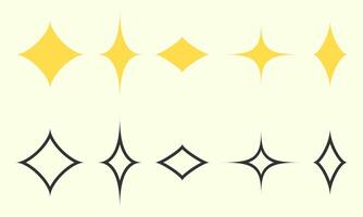 a set of various shapes of yellow four point stars vector