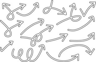 Hand Drawn Curved Arrow Collection Creative Sketch arrow Set for Notes Infographics Diagrams and Visual Highlights brush arrow vector