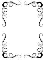 Elegant black decorative corner frame with swirling lines and circular accents on white background vector