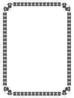 Decorative black floral border frame with symmetric corner ornaments on white background vector