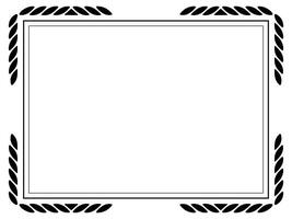 Decorative black and white rectangular border frame with leaf pattern corner design vector