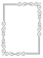 Elegant black and white rectangular border design with swirl flourishes for certificates and invitations vector