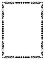 Decorative black border frame with floral corners and dotted sides on white background vector