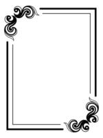 Stylish black corner frame design with ornamental swirl accents on a white background vector