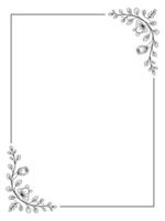 Minimal hand-drawn floral corner border frame with blank center for text or invitations vector