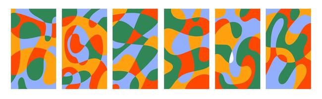 Set of vertical summer liquid abstract green backgrounds vector