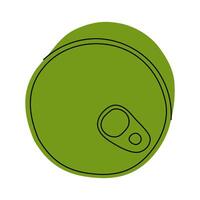 illustration of a green tin can with pull tab, isolated on white background, minimal flat design for food or packaging concepts vector