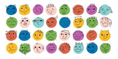 Set of bright abstract comical faces vector