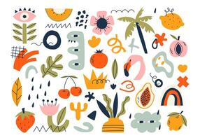 Set of abstract elements in retro style vector