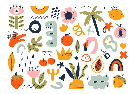 Set of abstract elements in retro style