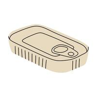 illustration of a beige tin can with pull tab, isolated on white background, minimal flat design for food or packaging concepts vector