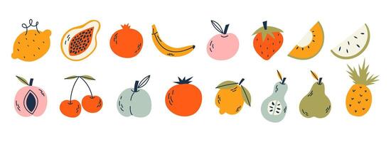 Fruit collection in flat hand drawn style vector