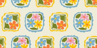 Seamless pattern with flowers in matisse style vector