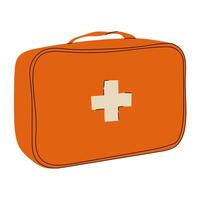 Simple image of an orange first aid kit with a white cross symbol, ideal for medical and emergency design use. vector