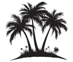 Silhouette of palm trees on an island vector