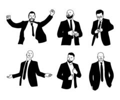hand draw silhouette A group of men in suits with a white background vector