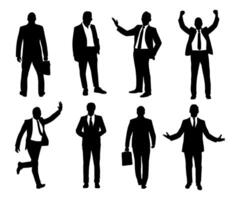 silhouette business man collection set on simple design vector