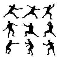 silhouette player pingpong collection set vector