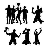 silhouette of man carrying victory trophy vector