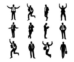 silhouette business man collection on simple design vector