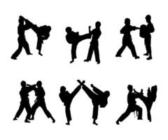 Flat design karate silhouette set on white background vector
