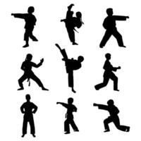 Flat design karate silhouette set simple design vector