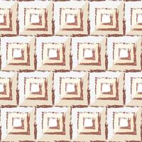 Seamless geometric pattern with pseudo volume pyramids. Top view. Grunge style. Classic square grid with textured lines, contour. vector