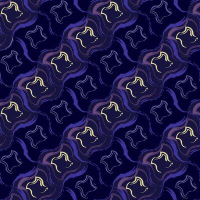 Seamless geometric pattern with diagonal grid with wavy distorted, deformed squares. Outline contour geometric shapes in grunge style.