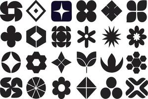 A set of abstract shapes that are black and white vector