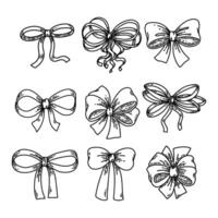 Set of Black and White Bows, Collection of Isolated Ribbon Bows on White Background vector