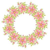 Isolated circular wreath of pastel abstract flowers on a white background vector