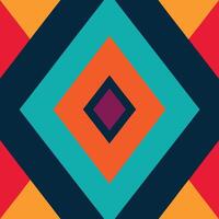 Colorful Geometric Diamond Pattern with Concentric Squares in Teal, Orange and Navy vector