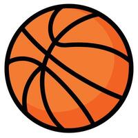 Sporting equipment features an orange basketball outlined in black against a clean white backdrop vector