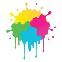 Vibrant Color Splash with Dripping Paint Abstract Design Element on White vector