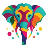Colorful Elephant Head Illustration with Geometric Shapes and Bright Palette vector