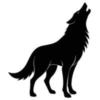 Black Silhouette of a Howling Wolf on a Plain White Background Image vector