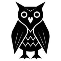 Geometric Owl Illustration Black Silhouette with Sharp Angles and Circular Eyes on White Background vector