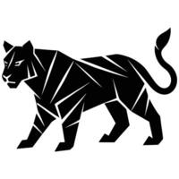 Bold black geometric panther strides powerfully forward showing its sleek, modern design vector